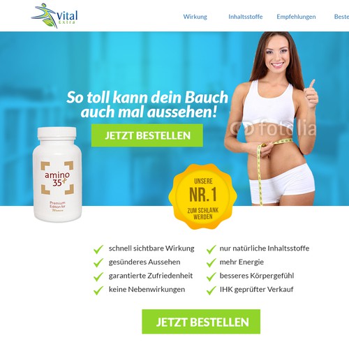 Diet design with the title 'Landingpage forAlso  supplement product to loose weight'