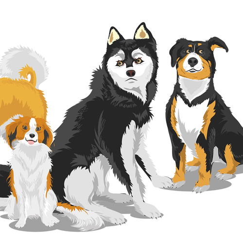 Vector illustration with the title 'Dog Illustrations Set'