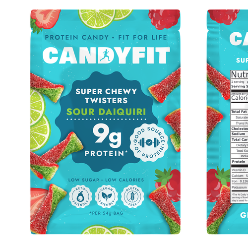 Sophisticated packaging with the title 'Protein Chewy Packaging'