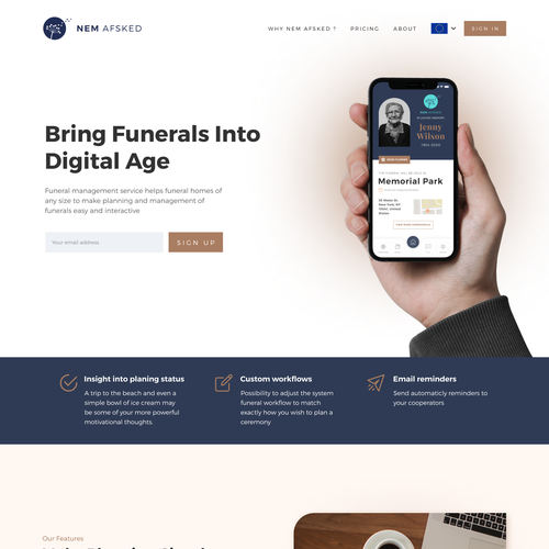 Funeral design with the title 'SaaS Landing Page Funeral'