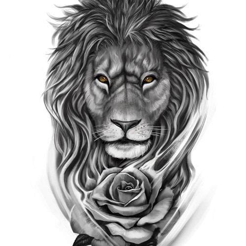 Rose design with the title 'lionrose tattoo design'
