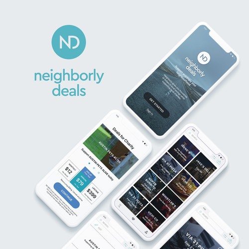 Coupon design with the title 'Application design. Charity deals.'