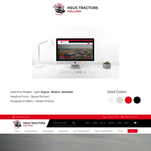 Agriculture website with the title 'Homepage webdesign for a manufacturer of agricultural machinery'
