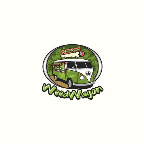 Hippie logo with the title 'WeedWagon Logo Design Entry'