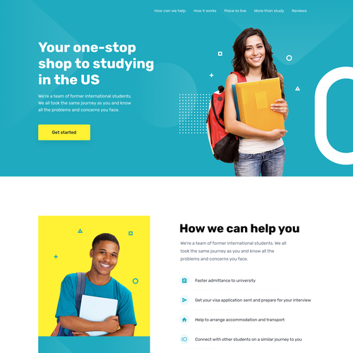 Desktop website with the title 'Clean, minimalist desktop landing page for students'