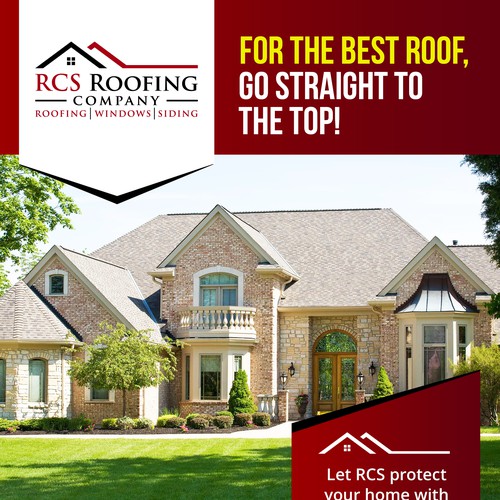 Magazine ad design with the title 'RCS Roofing Company Ad page'