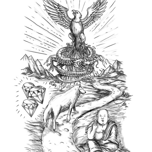 Buddha design with the title 'Spiritual Tattoo'