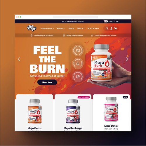 Ecommerce website with the title 'Supplement Ecommerce Page'