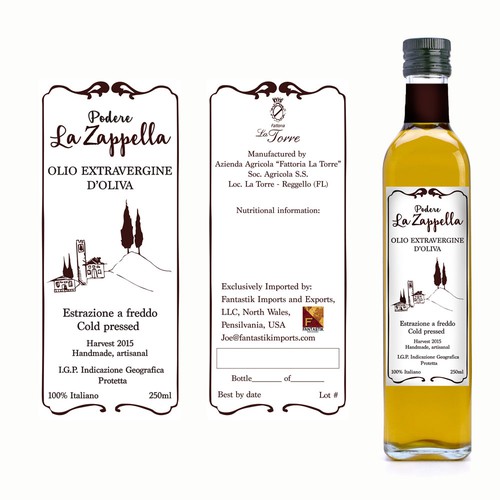 Nature label with the title 'Rustic label for handmade olive oil'