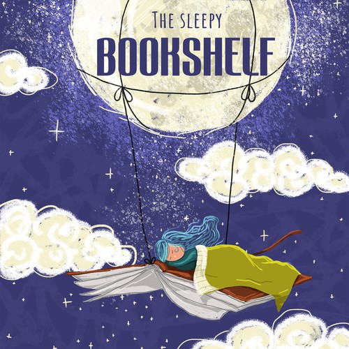 Moon artwork with the title 'The sleepy bookshelf'