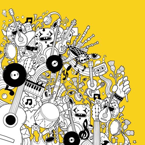 Music brand with the title 'illustration doodle'