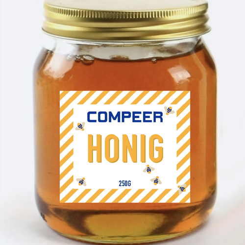 Honey packaging with the title 'Honey jar label'
