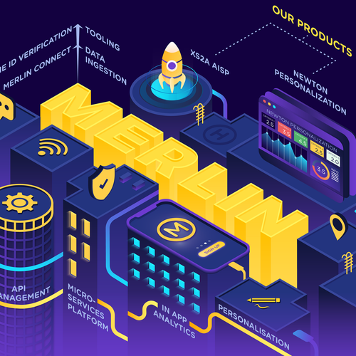 Isometric illustration with the title 'Model Illustration for Merlin'