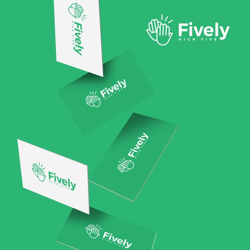 High five logo with the title 'Bold high-five logo for Fively tech startup'