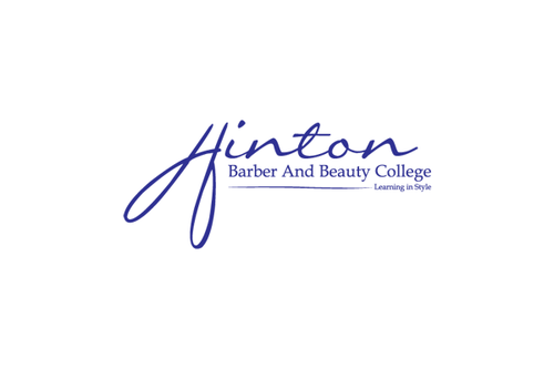 Salon brand with the title 'HINTON BARBER AND BEAUTY COLLEGE DESIGN'