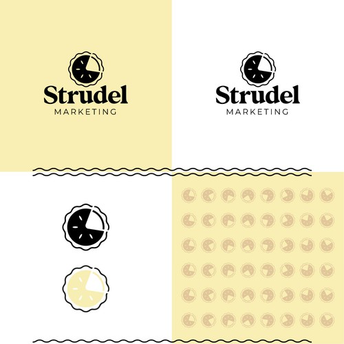Marketing brand with the title 'Strudel Marketing Logo Design'