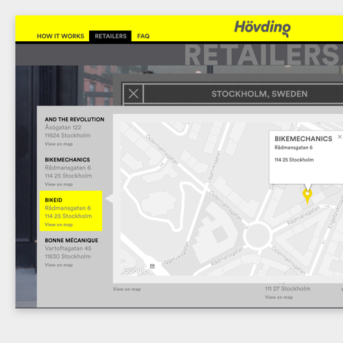 Bike website with the title 'Website design proposal for high tech weareable'
