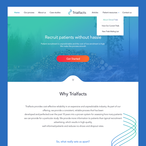 Gradient website with the title 'Website design concept'