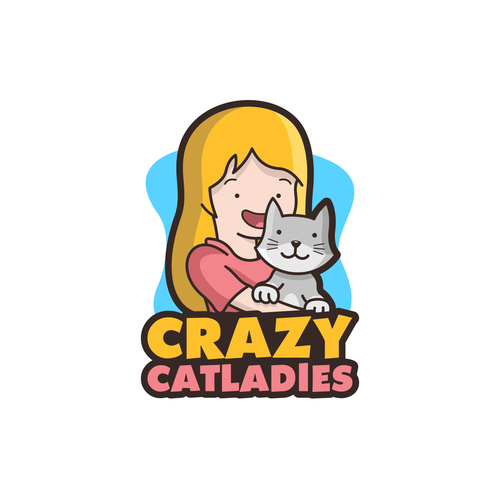 Cute cat logo with the title 'Playful logo concept for crazy catladies'