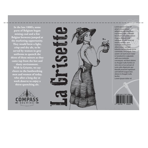 Ink artwork with the title 'design for beer label'