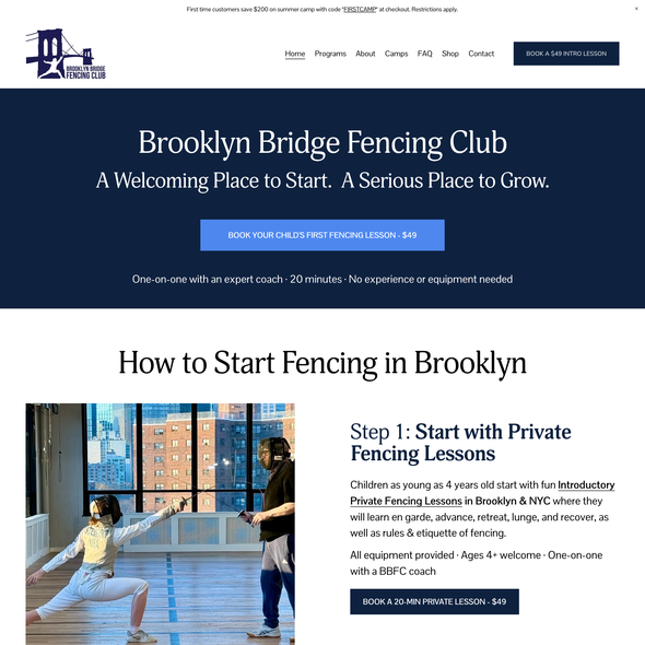 Fencing design with the title 'Brooklyn Bridge Fencing Club'