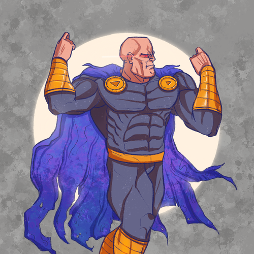 Illustrative artwork with the title 'Evil Anti-Hero'