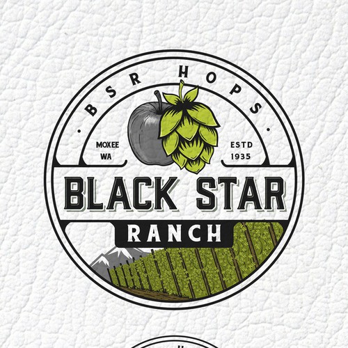 Field design with the title 'Black Star Ranch, BSR hops'