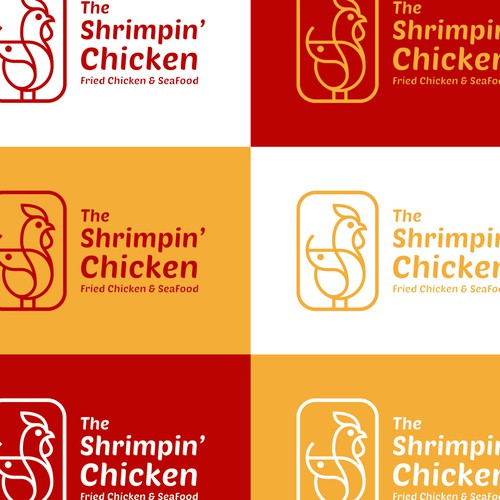 Fast food logo with the title 'Line logo for fastfood The Shrimpin' Chicken'