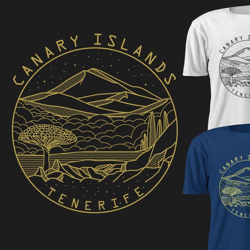 Line art t-shirt with the title 'CANARY ISLANDS DESIGN'
