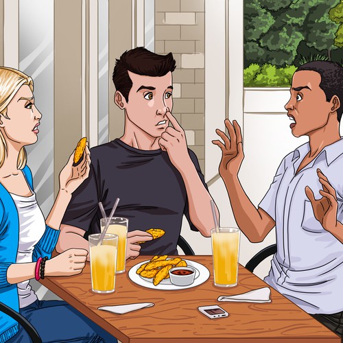 Coloring design with the title 'cafe dining illustration'