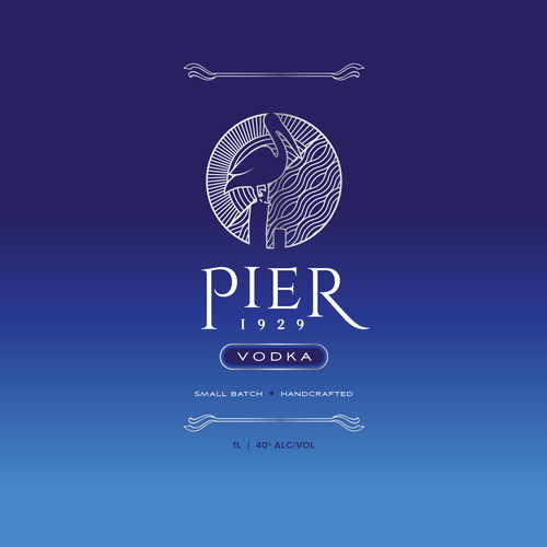 Liquor packaging with the title 'Logo for liquor brand with pelican.'