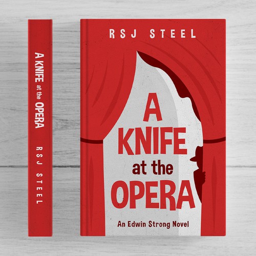Comedy book cover with the title 'A KNIFE AT THE OPERA Book Cover Design'