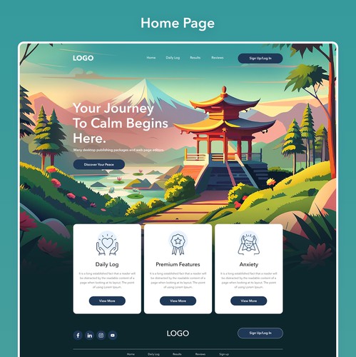 Wellness website with the title 'ZenQuest: Immersive Wellness & Mindfulness App Multi-Page Web UI'