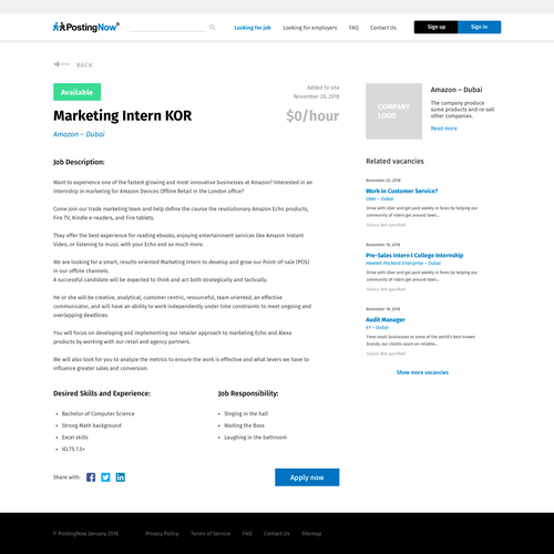 Redesigned website with the title 'Job Portal'