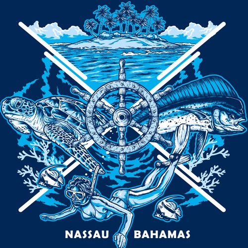 Turtle design with the title 'T_shirt Design for BornFree Charters'