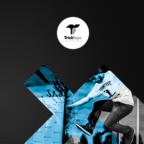 Skating design with the title 'Product Catalogue for TrickTape Skate Shoe Repair'