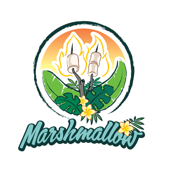 Marshmallow logo with the title 'Logo concept for tropical themed business'