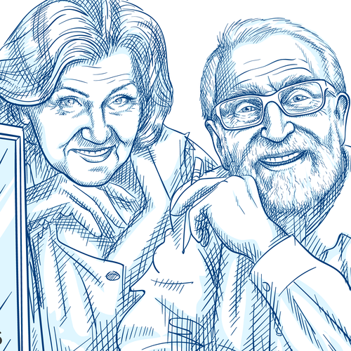 People illustration with the title 'Illustration Grandparents smiling'