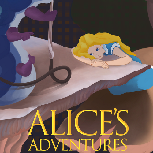 Alice in Wonderland design with the title 'Cover Design for Alice in Wonderland'