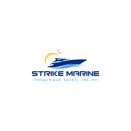 Yacht logo with the title 'Strike Marine Salvage Sales, Inc.'