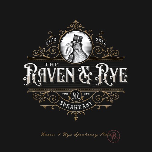 Raven logo with the title 'Raven & Rye Speakeasy'