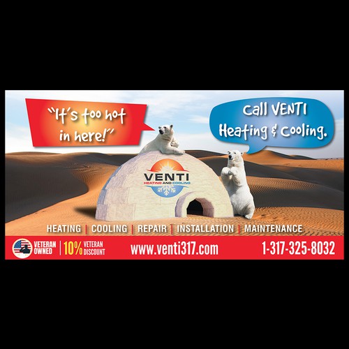 HVAC design with the title 'Venti Heating & Cooling Billboard'