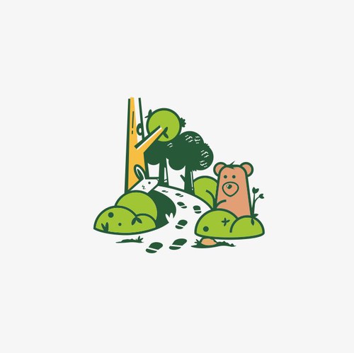 Preschool logo with the title 'cartoonish Forest logo for woodland preschool'