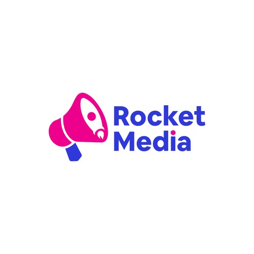 Megaphone design with the title 'Rocket Media Logo Design'