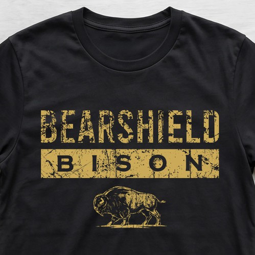 Colorful t-shirt with the title 'Bearshield Bison T-Shirt Design'