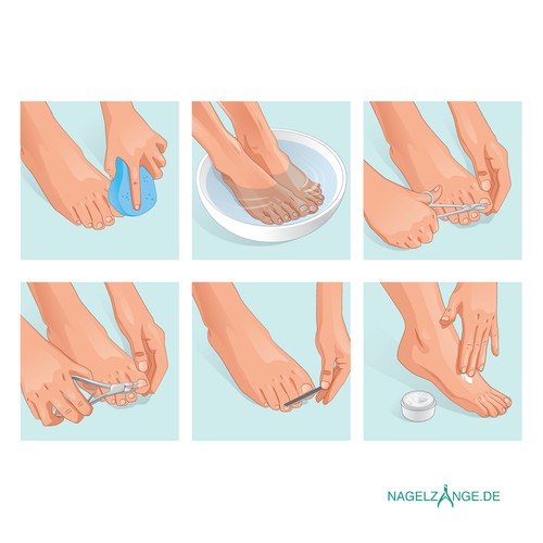 Nail design with the title 'Realistic Toenail Illustration for Nagelzange.de'