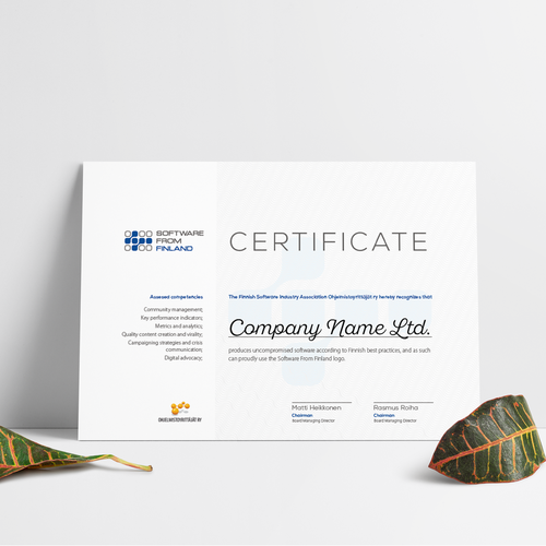 Certificate design with the title 'Modern clean certificate'