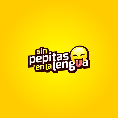 Emoji logo with the title 'Fun logo concept for the movie Sin Pepitas En La Lengua'