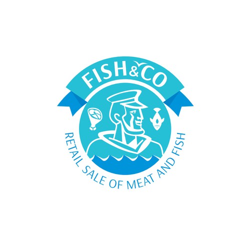 Fish artwork with the title 'Design a logo for an online food retail store'