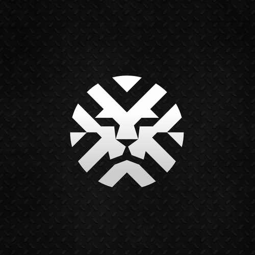 Monochromatic logo with the title 'Abstract Lion Head'